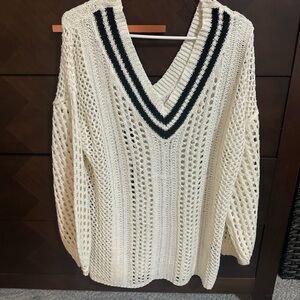 Cream open knit oversized sweater